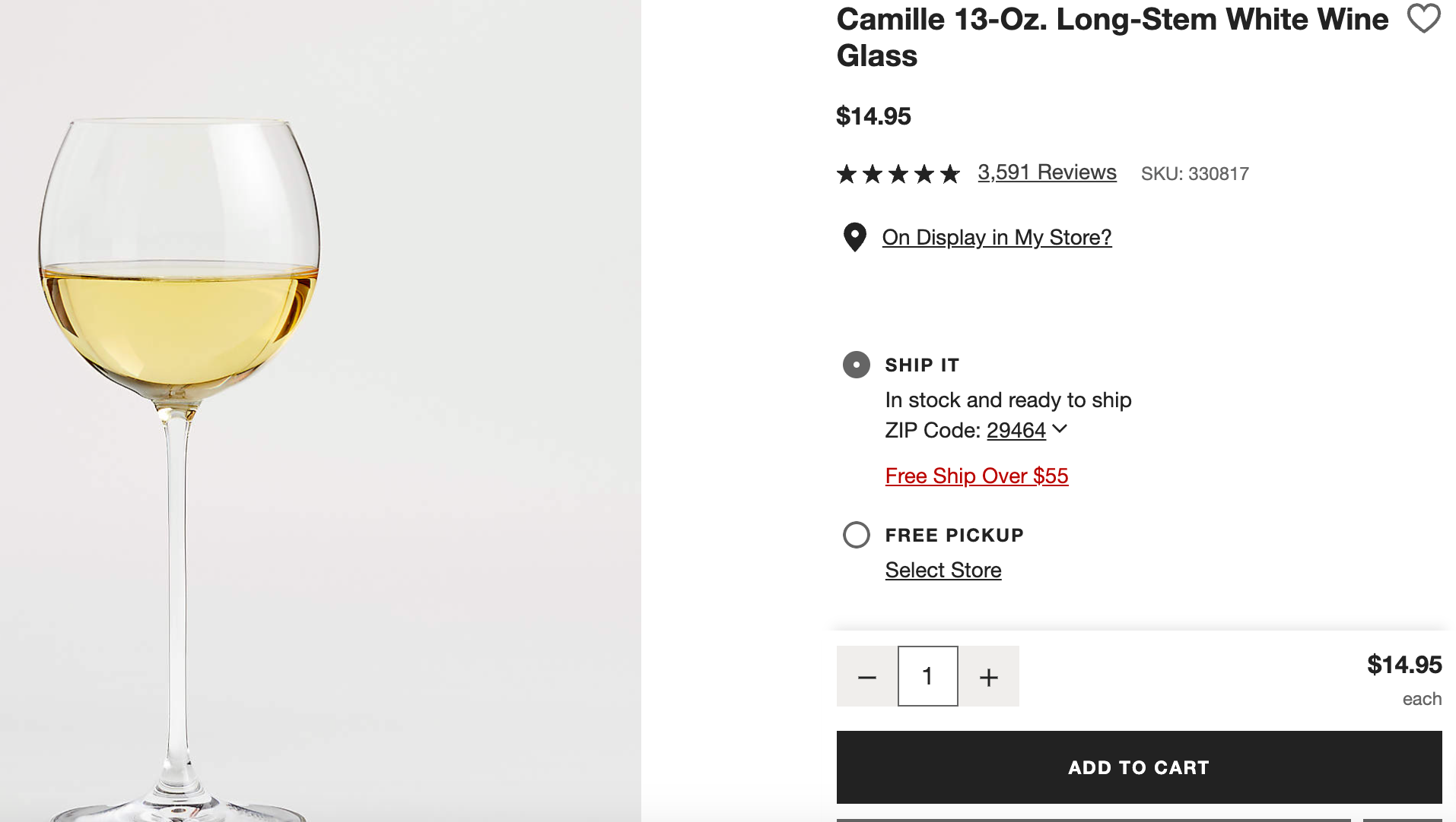 Camille 13-Oz. Long-Stem White Wine Glass