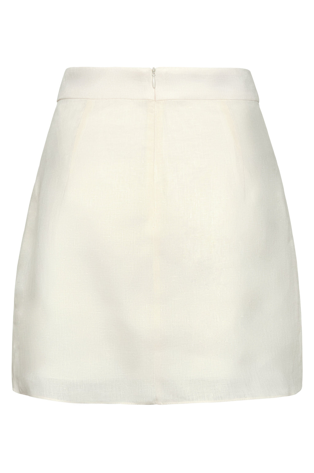 Carmelita Embroidered Linen Mini Skirt in Ivory Green Buganvilias