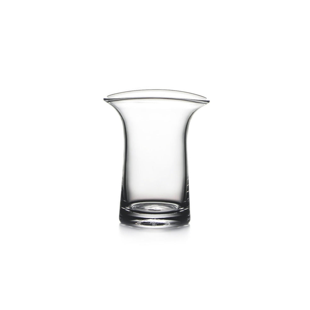 Straight-on view of Barre Vase showcasing flared rim and heavy pedestal base on white background