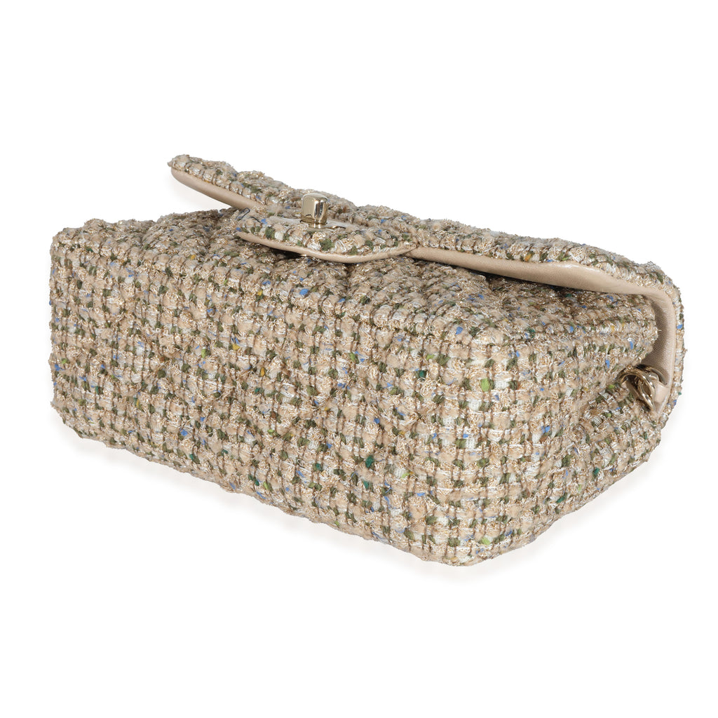 Chanel 21A Gold Tweed Mini Rectangular Flap Bag