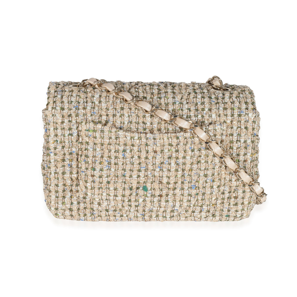 Chanel 21A Gold Tweed Mini Rectangular Flap Bag