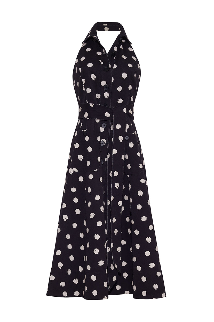 Parker Dress in Spot Black Egret