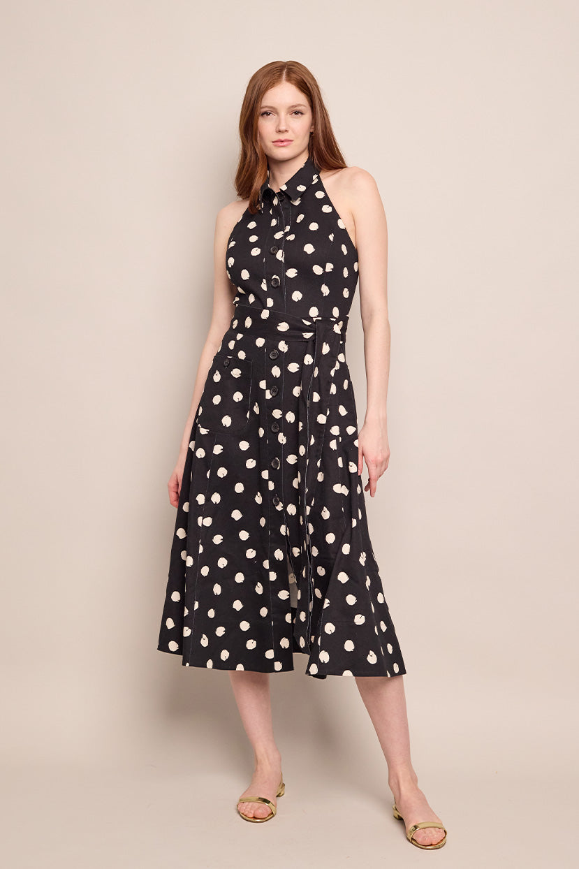 Parker Dress in Spot Black Egret