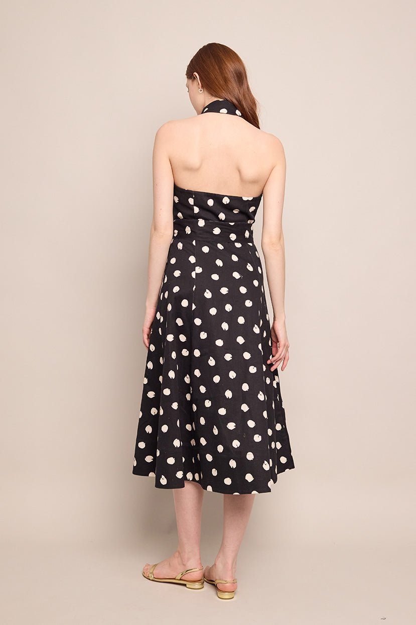 Parker Dress in Spot Black Egret