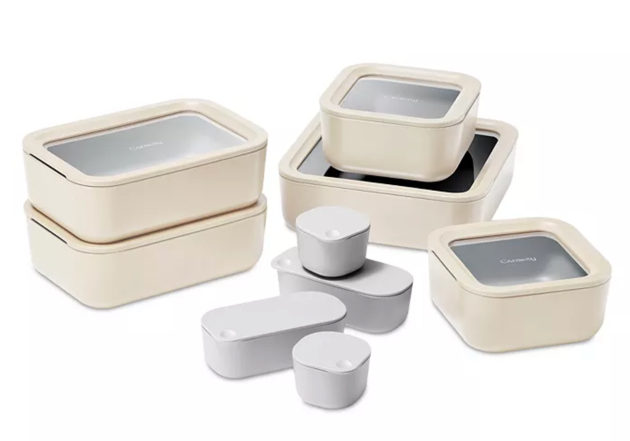 Caraway 14-Piece Ceramic Coated Glass Food Storage Set