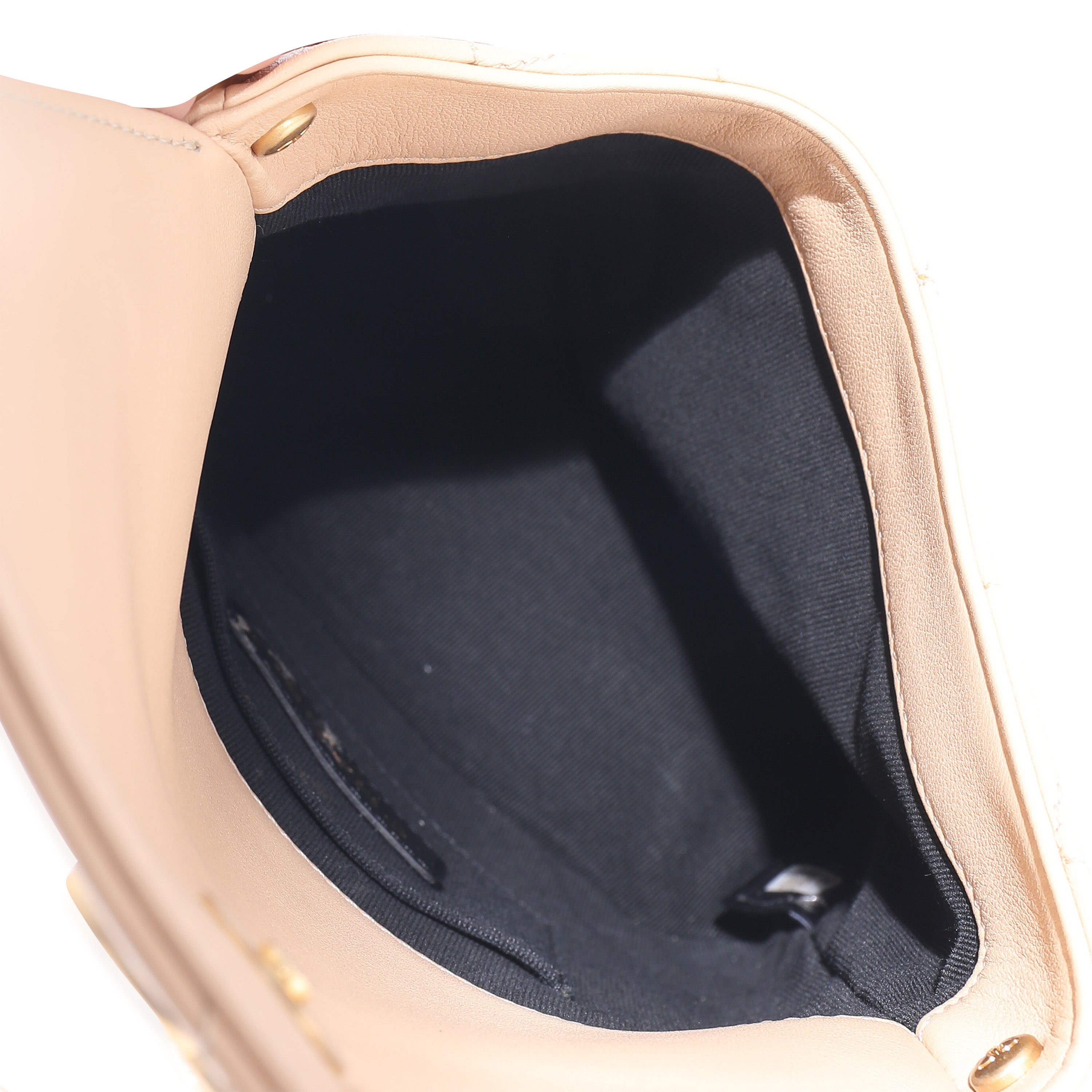 Chanel Beige Quilted Calfskin Small Pearl Chain Hobo