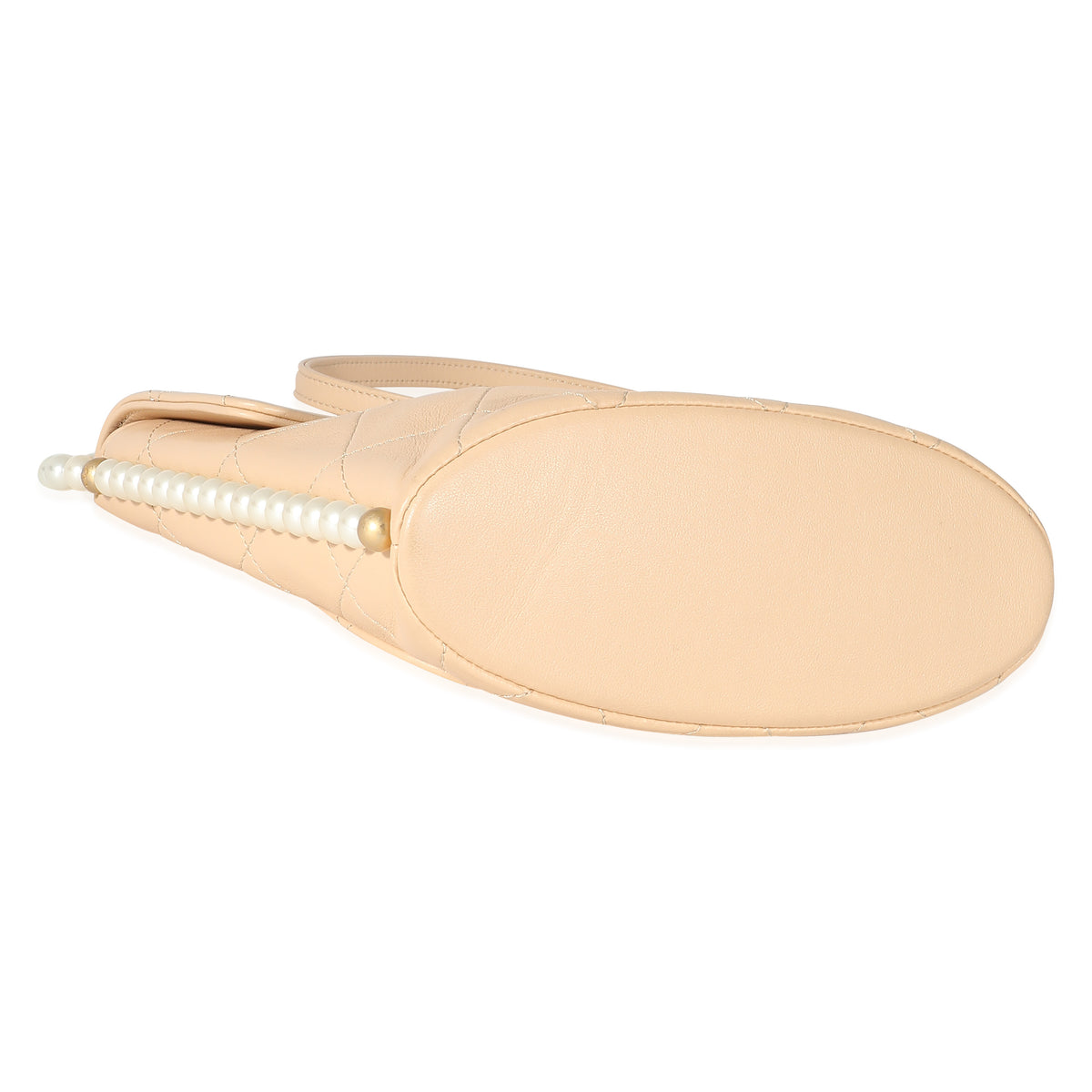 Chanel Beige Quilted Calfskin Small Pearl Chain Hobo