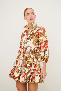 Raya Mini Dress in Fauna Floral Ivory