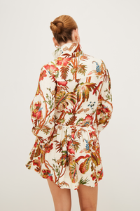 Raya Mini Dress in Fauna Floral Ivory