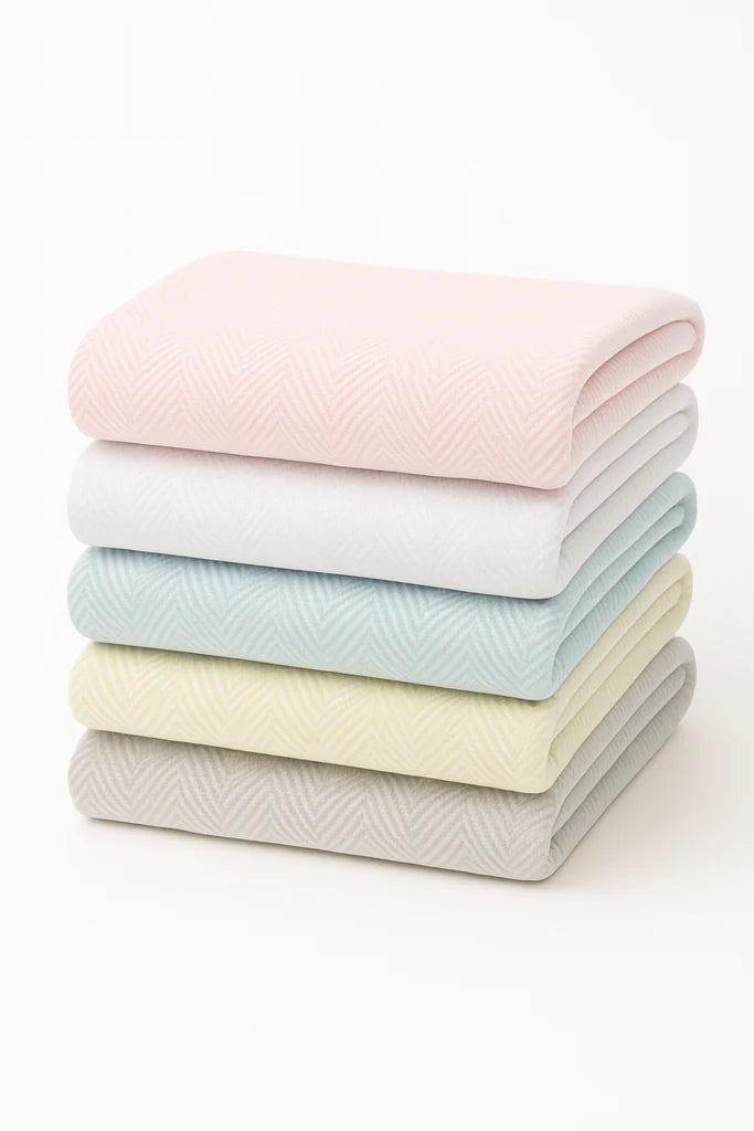 Herringbone Baby Blanket Hem with Stitched Edge