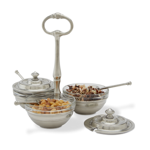 Condiment Caddy Set with Lids & Spoons