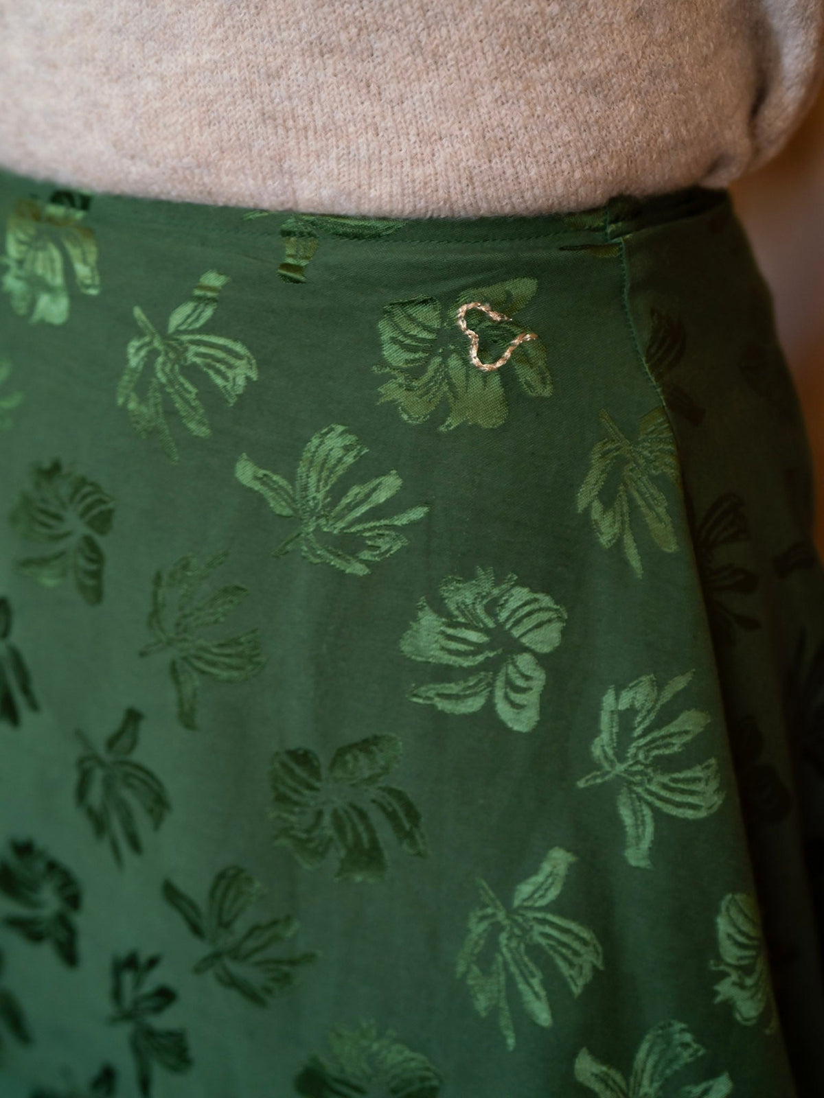 Brenda Skirt in Emerald Floral Jacquard