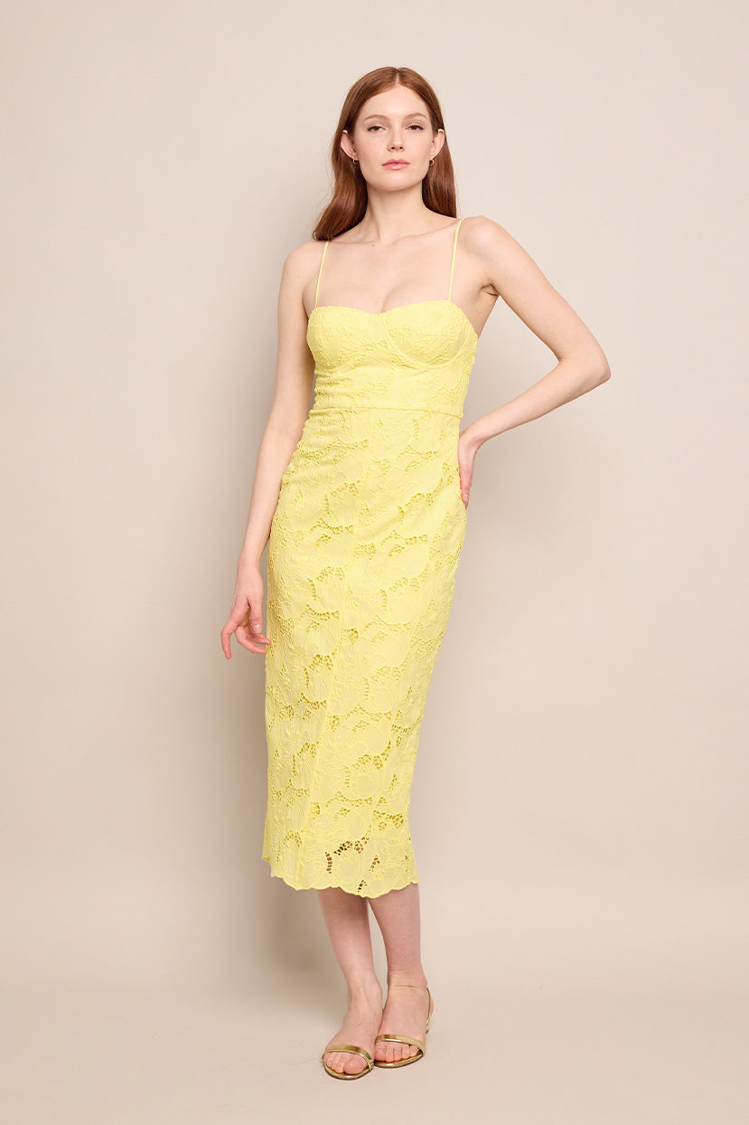 Camille Dress in Tulip Lace Yellow