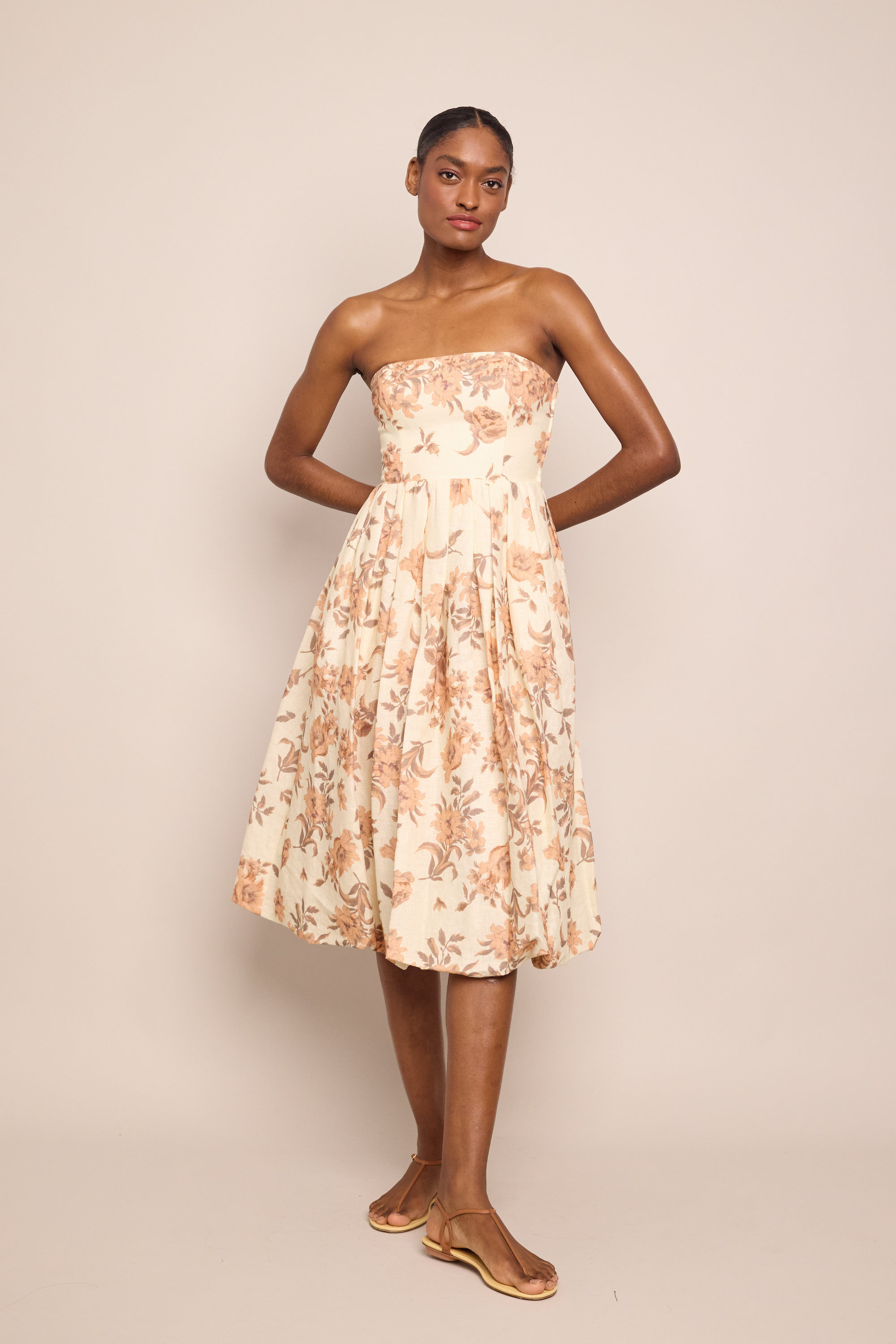 Anisha Dress in Farfella Border Egret