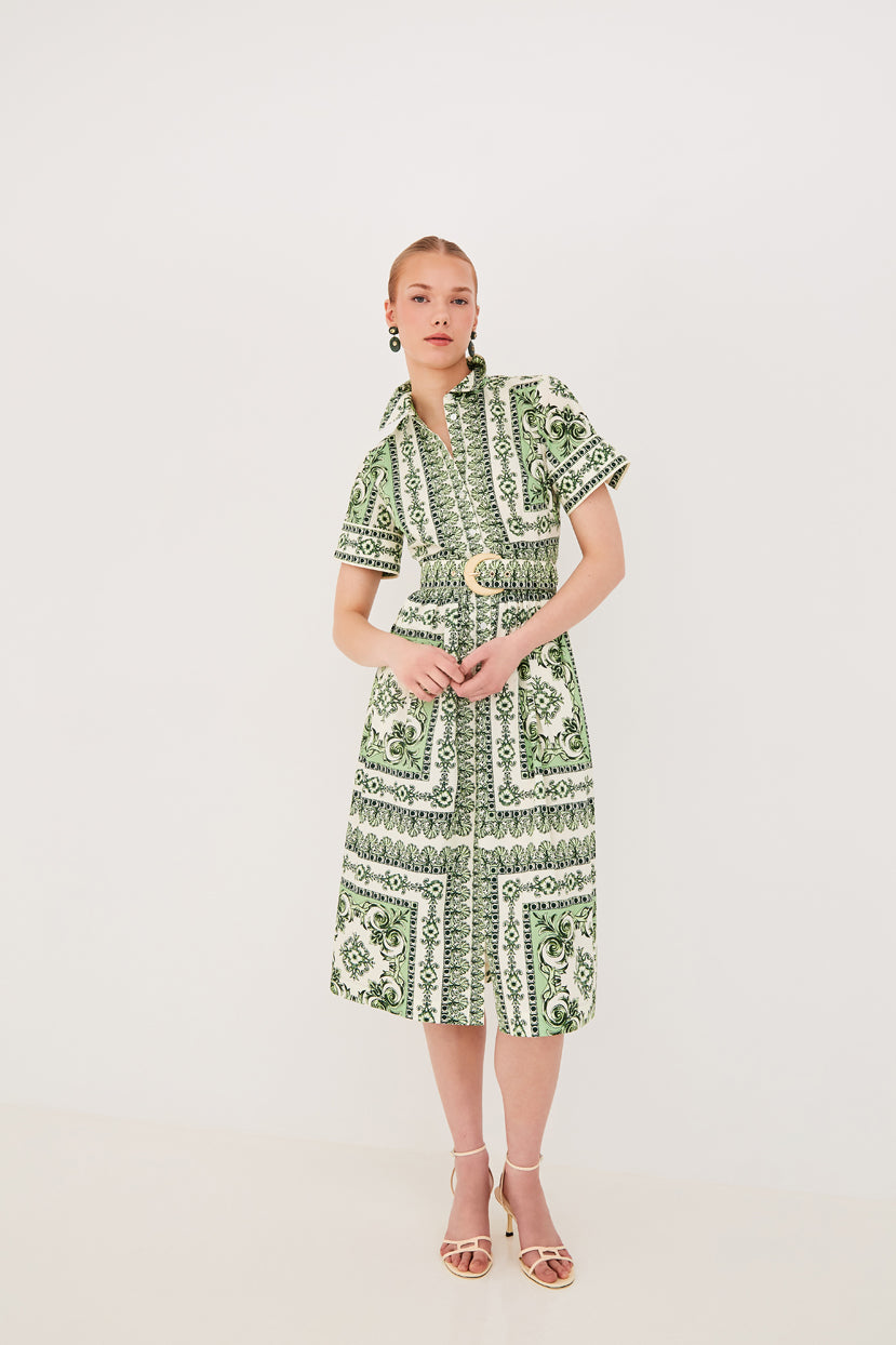Malena Dress in Hudson Scarf Mint