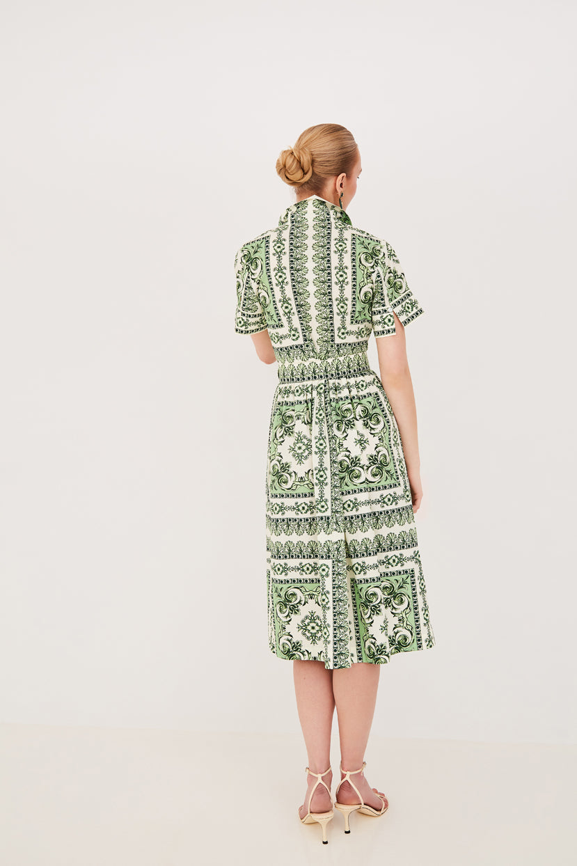 Malena Dress in Hudson Scarf Mint