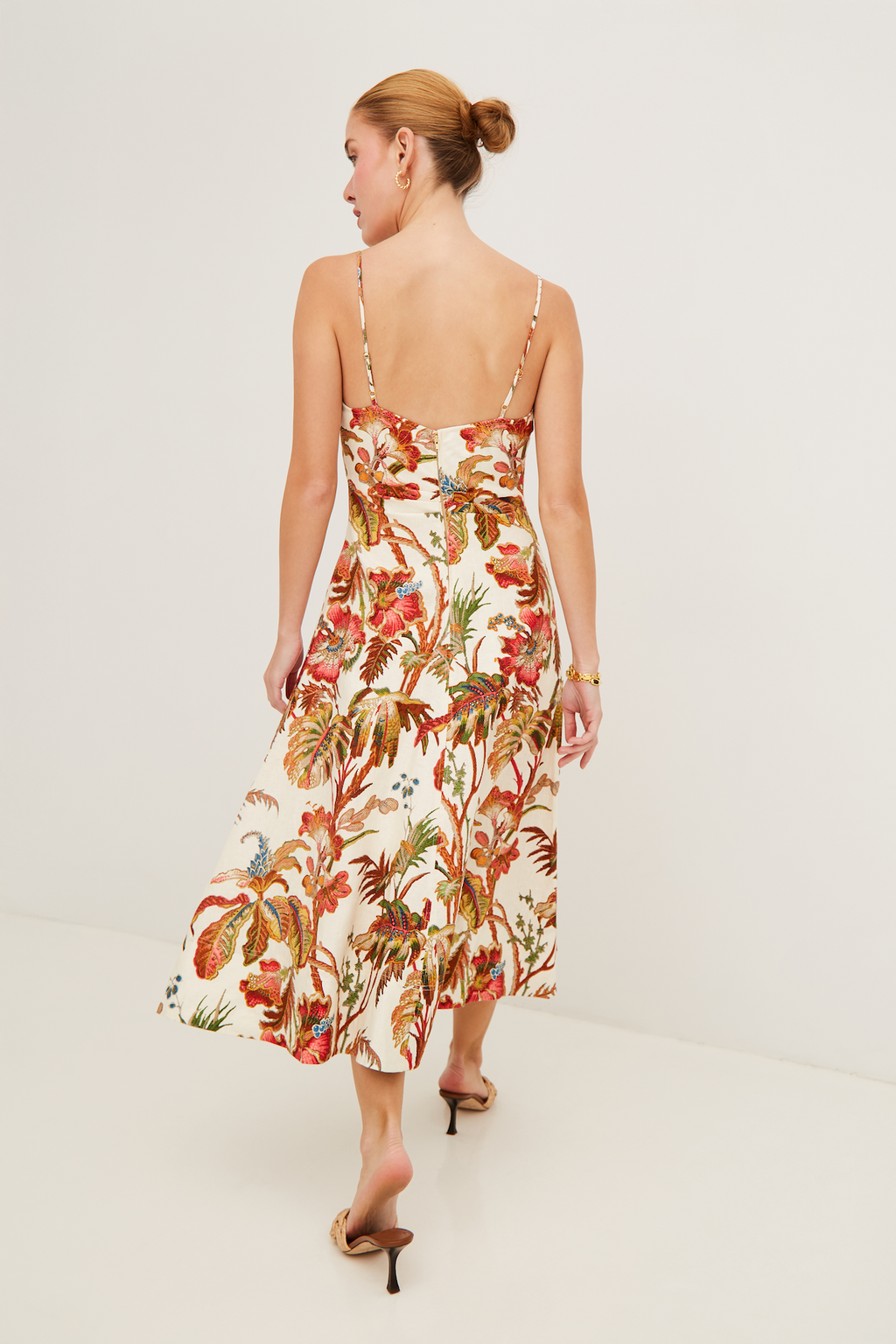 Mae Midi Dress in Fauna Floral Ivory