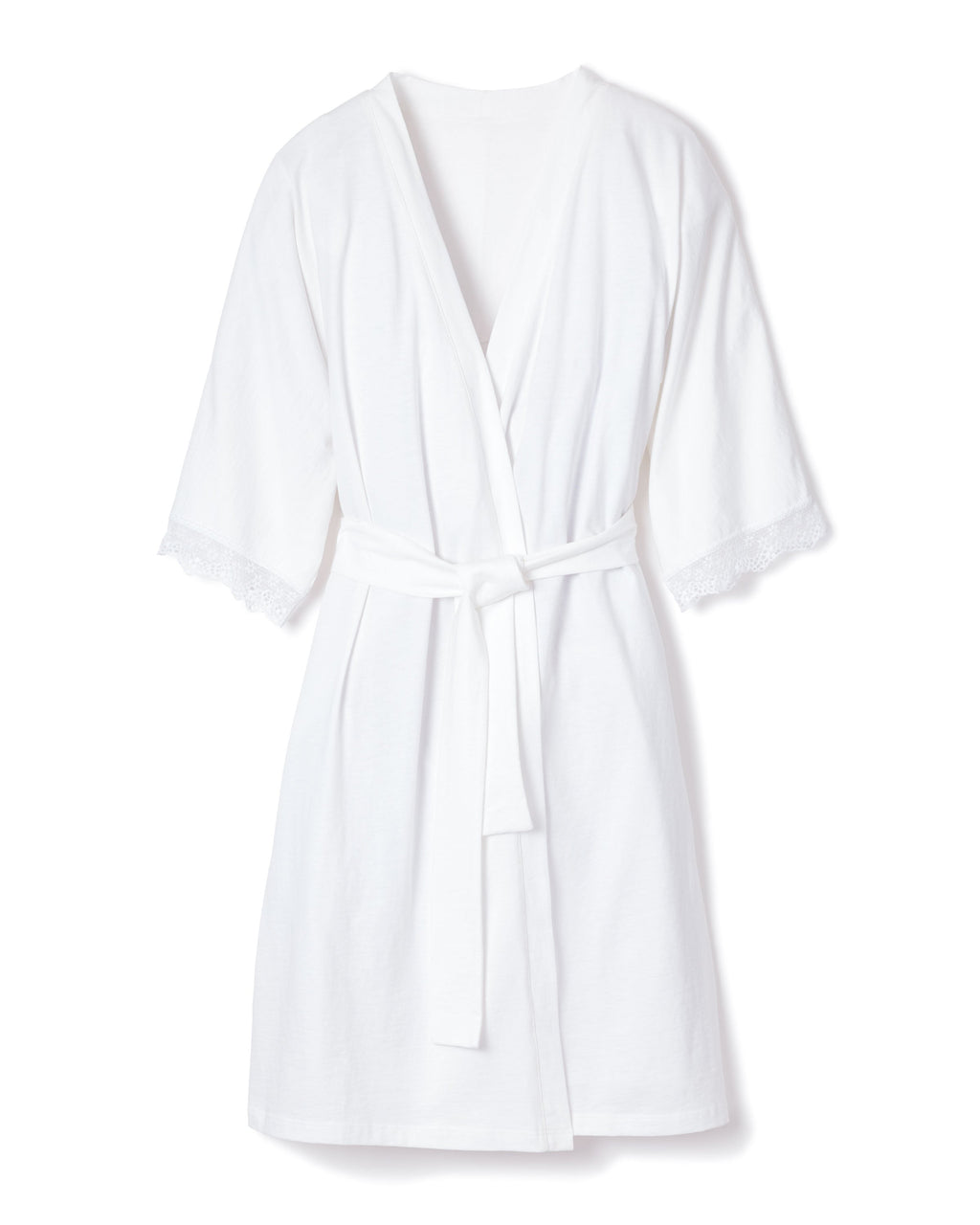 Women’s Pima Robe with Lace in White