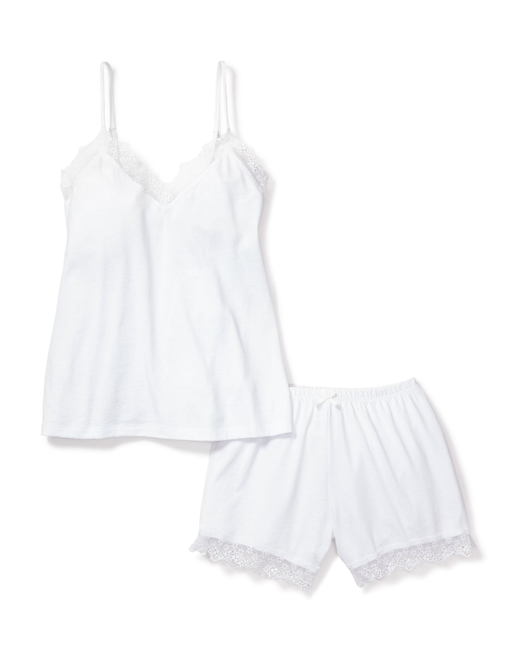 Women’s Pima Cami Short Set with Lace in White