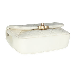 Chanel White Quilted Caviar Chain Melody Waist Belt Bag