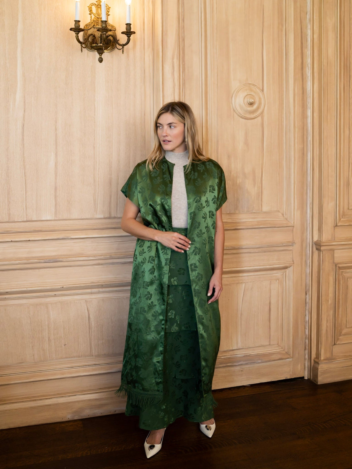 Rachael Jacket in Emerald Floral Jacquard