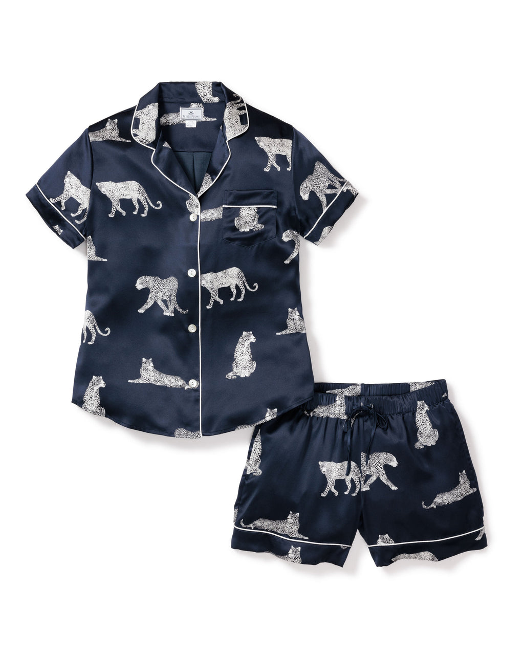 Women’s Silk Pajama Short Set in Panthère de Nuit