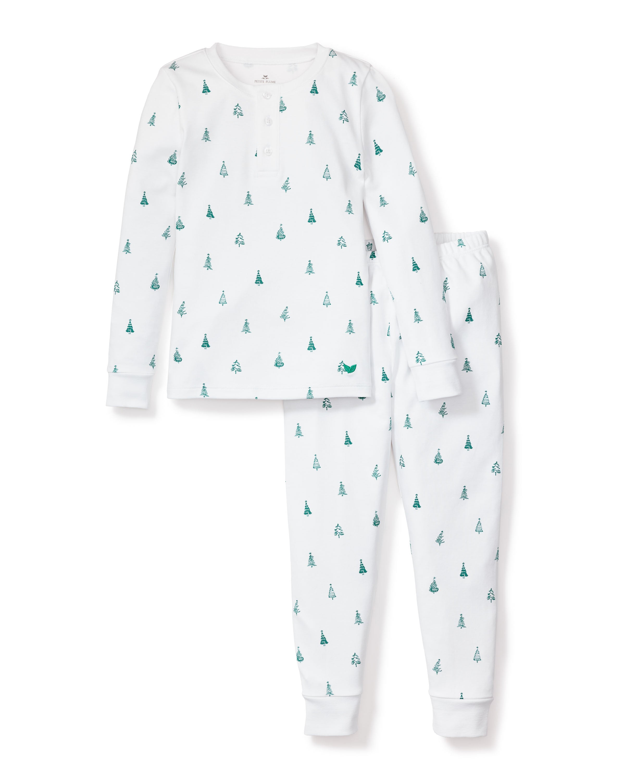 Kid’s Pima Snug Fit Pajama Set in Evergreen Trees