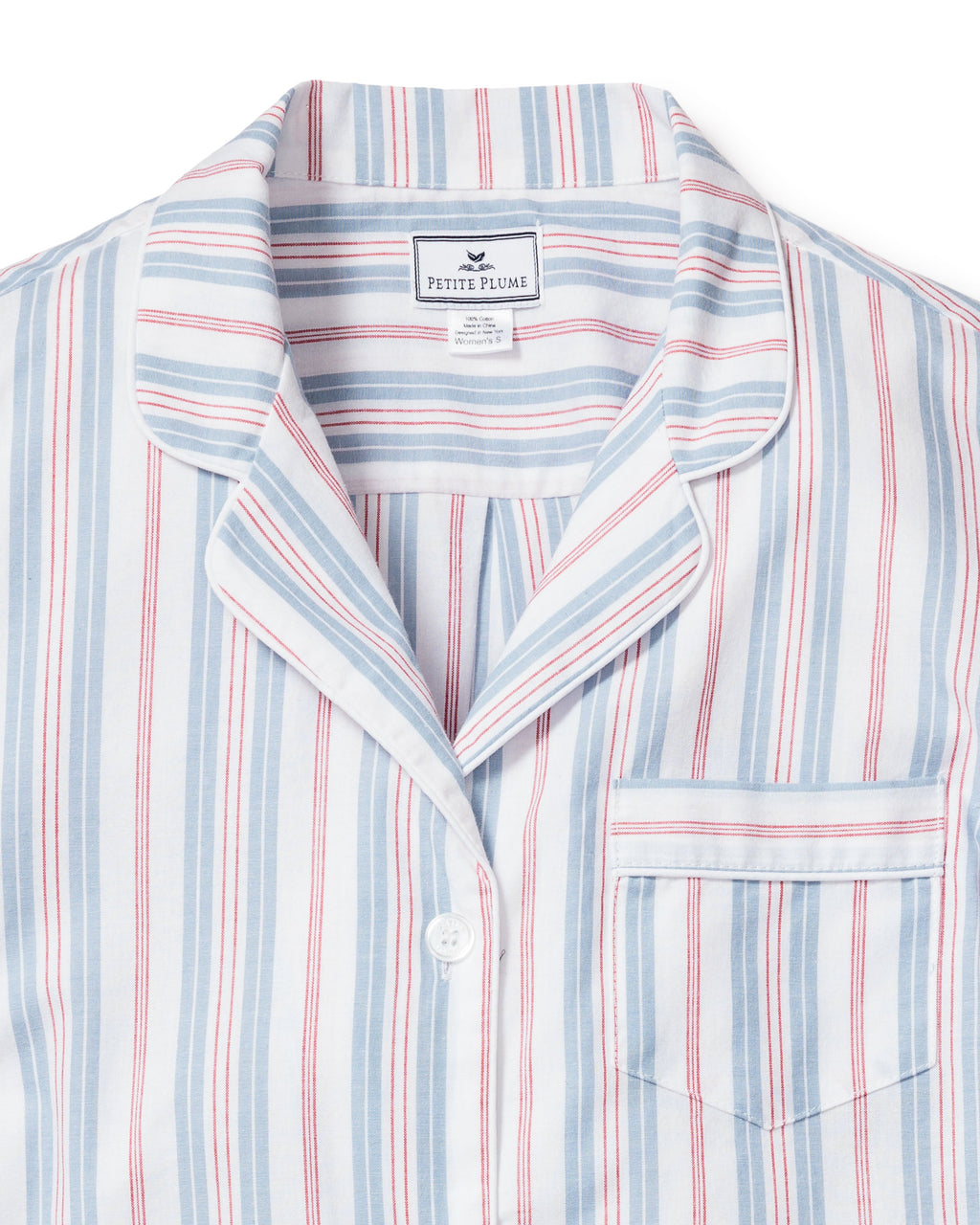 Women’s Twill Short Sleeve Short Set in Vintage French Stripes