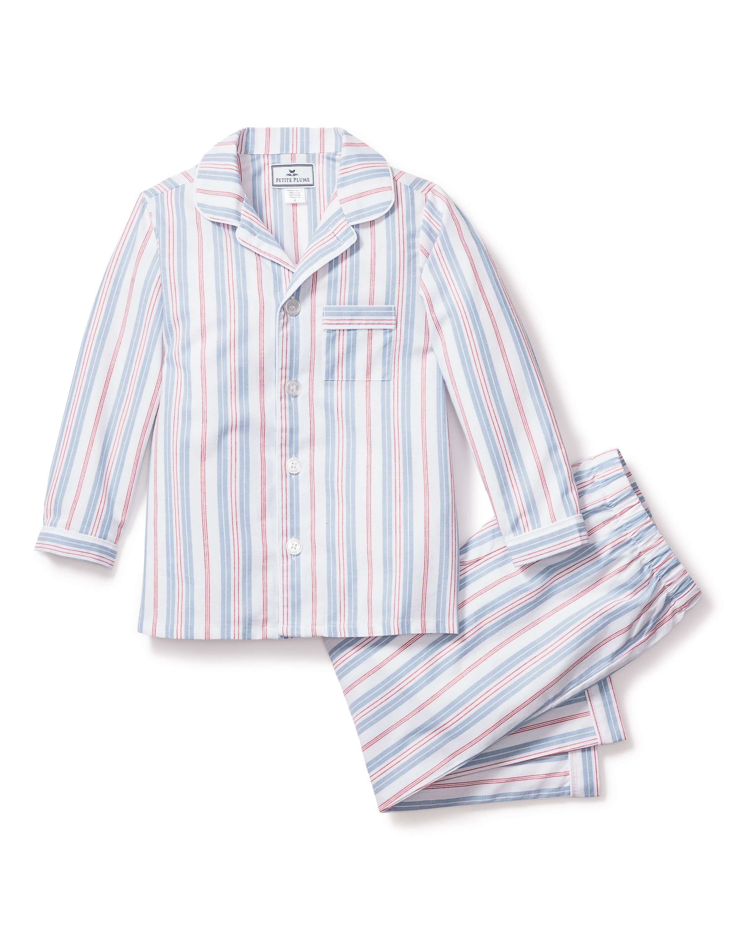 Kid’s Twill Pajama Set in Vintage French Stripes