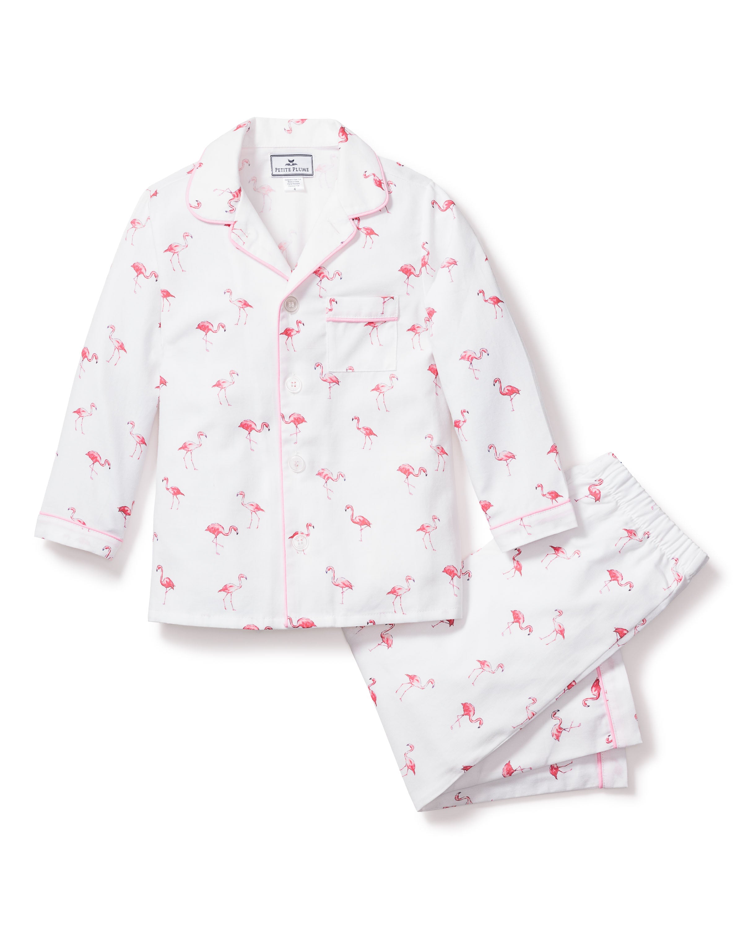 Kid’s Twill Pajama Set in Flamingos