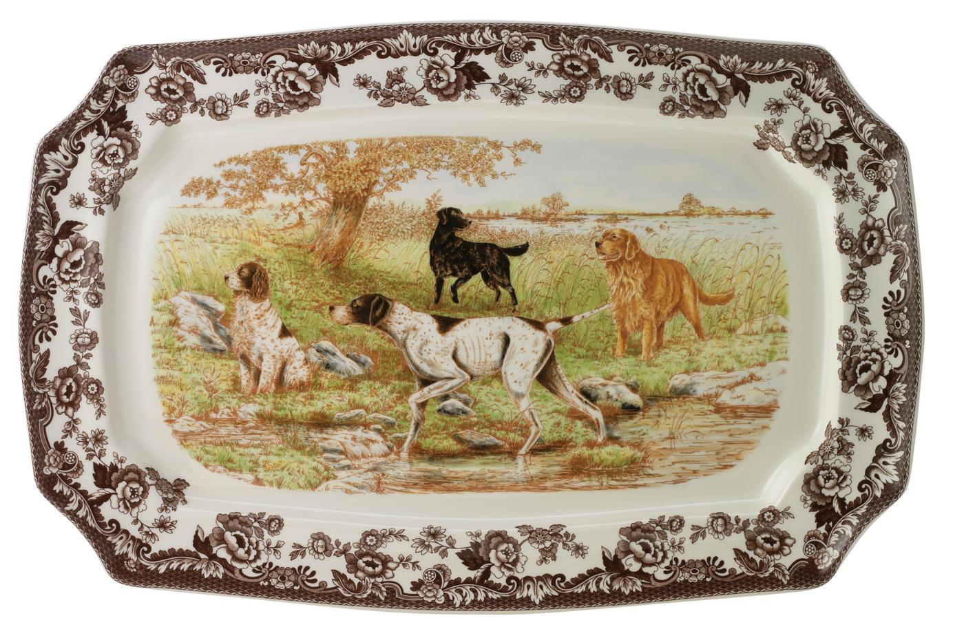 Woodland Dogs Rectangular Platter with All Dogs