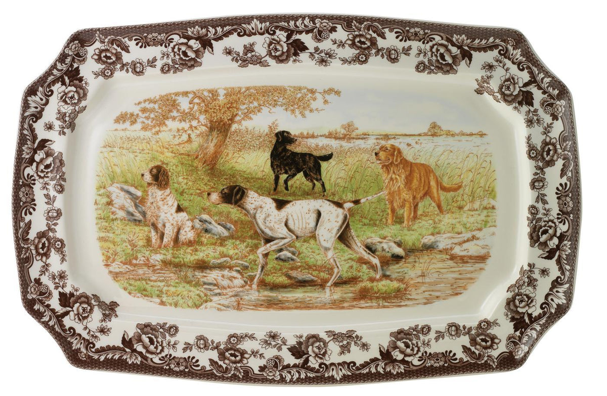 Woodland Dogs Rectangular Platter with All Dogs