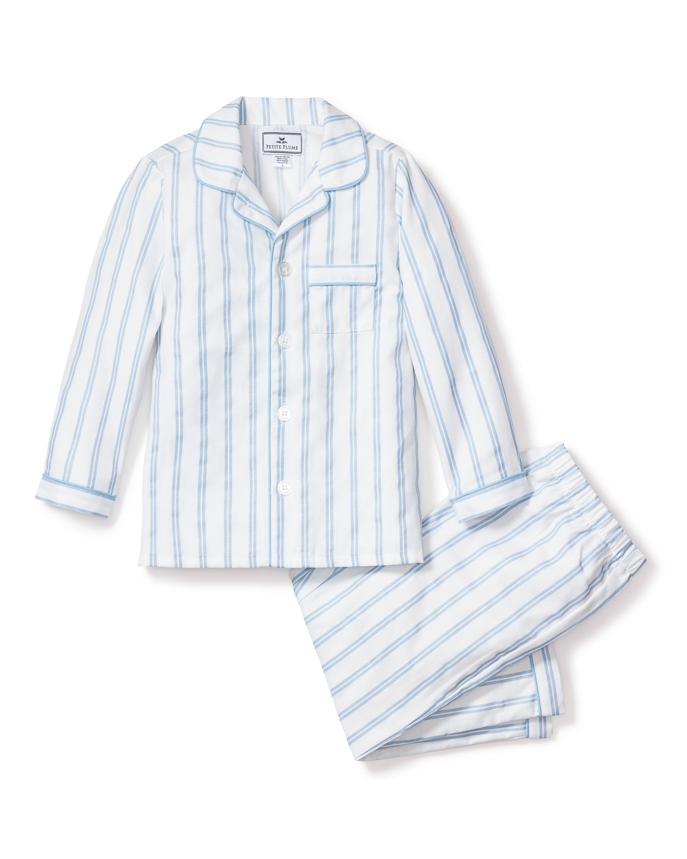 Kid’s Twill Pajama Set in Periwinkle Stripe