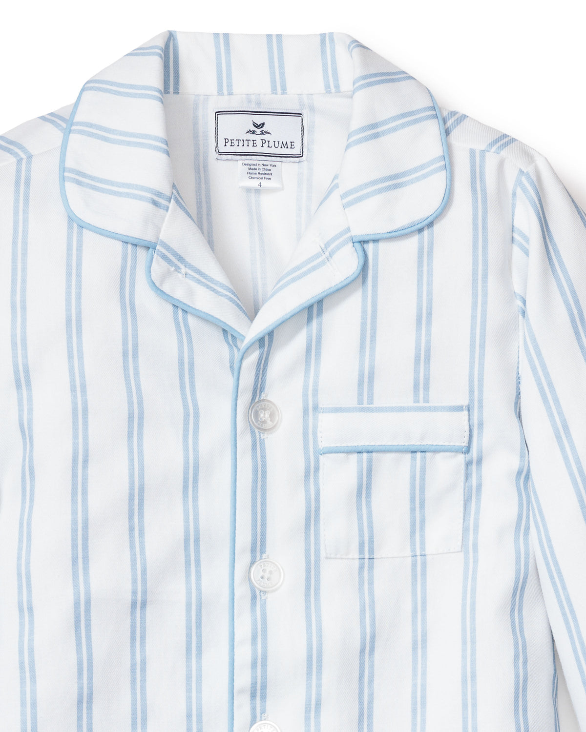 Kid's Twill Pajama Set in Periwinkle Stripe