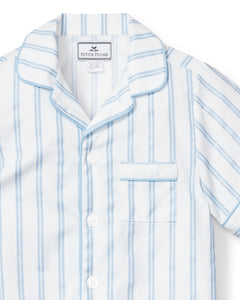 Kid's Twill Pajama Short Set in Periwinkle Stripe