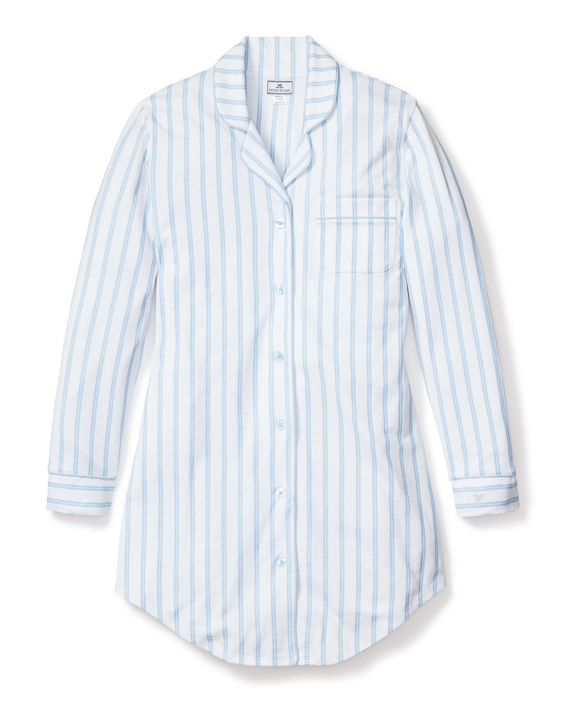 Women’s Pima Nightshirt in Periwinkle Stripe