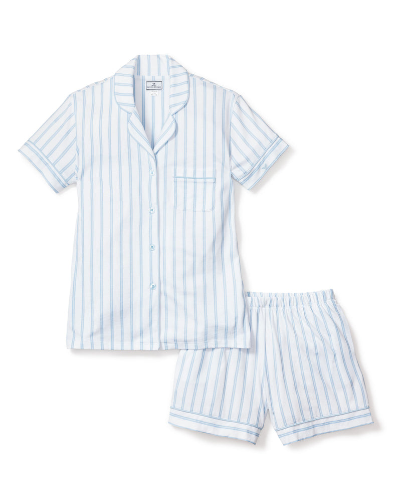 Women’s Pima Pajama Short Set in Periwinkle Stripe