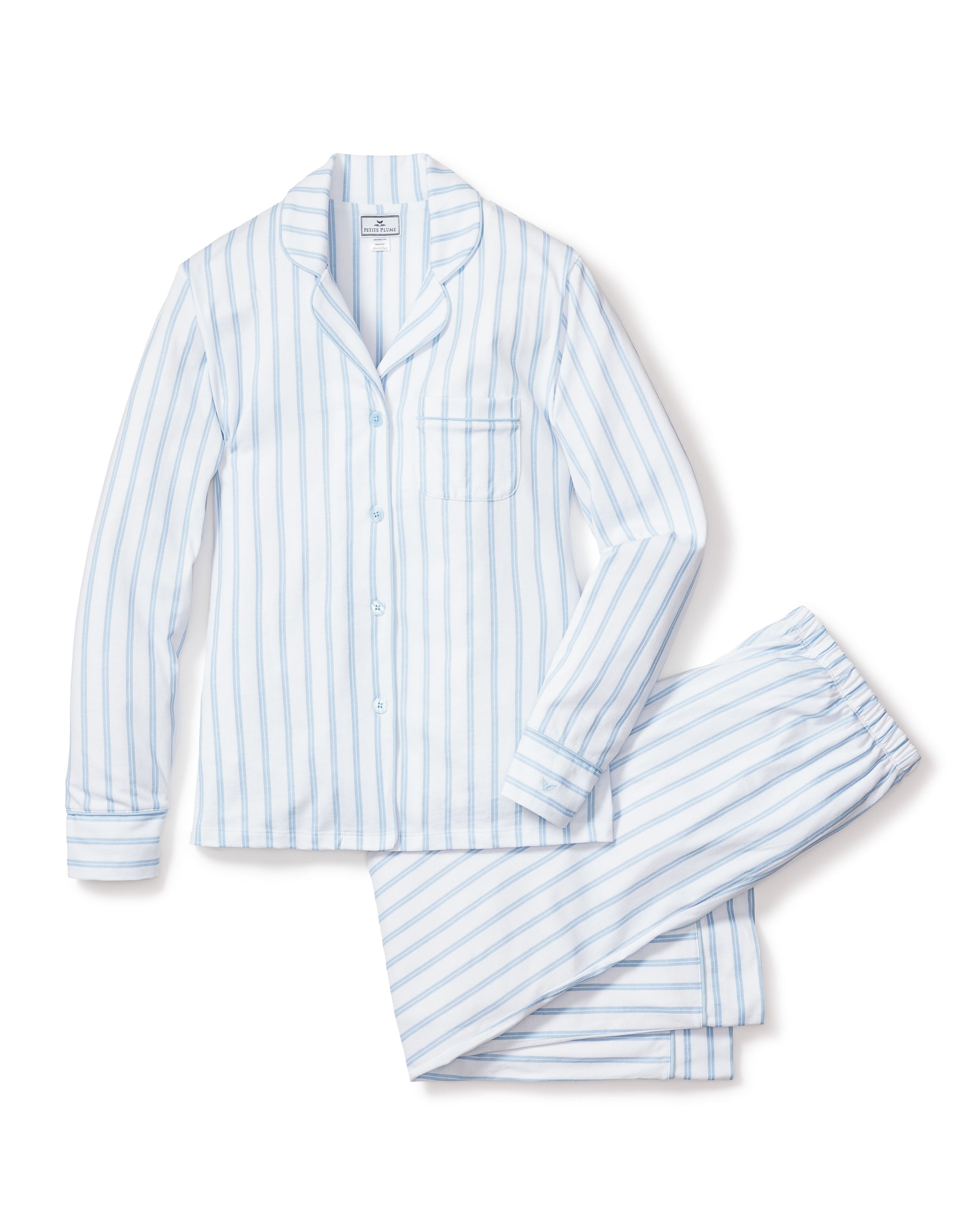 Women’s Pima Pajama Set in Periwinkle Stripe