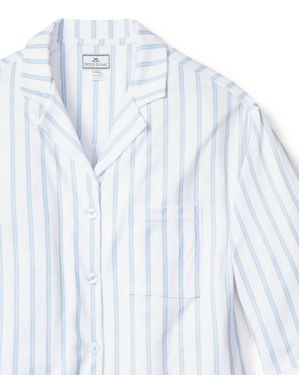 Women’s Pima Wide Leg Pajama Set in Periwinkle Stripe