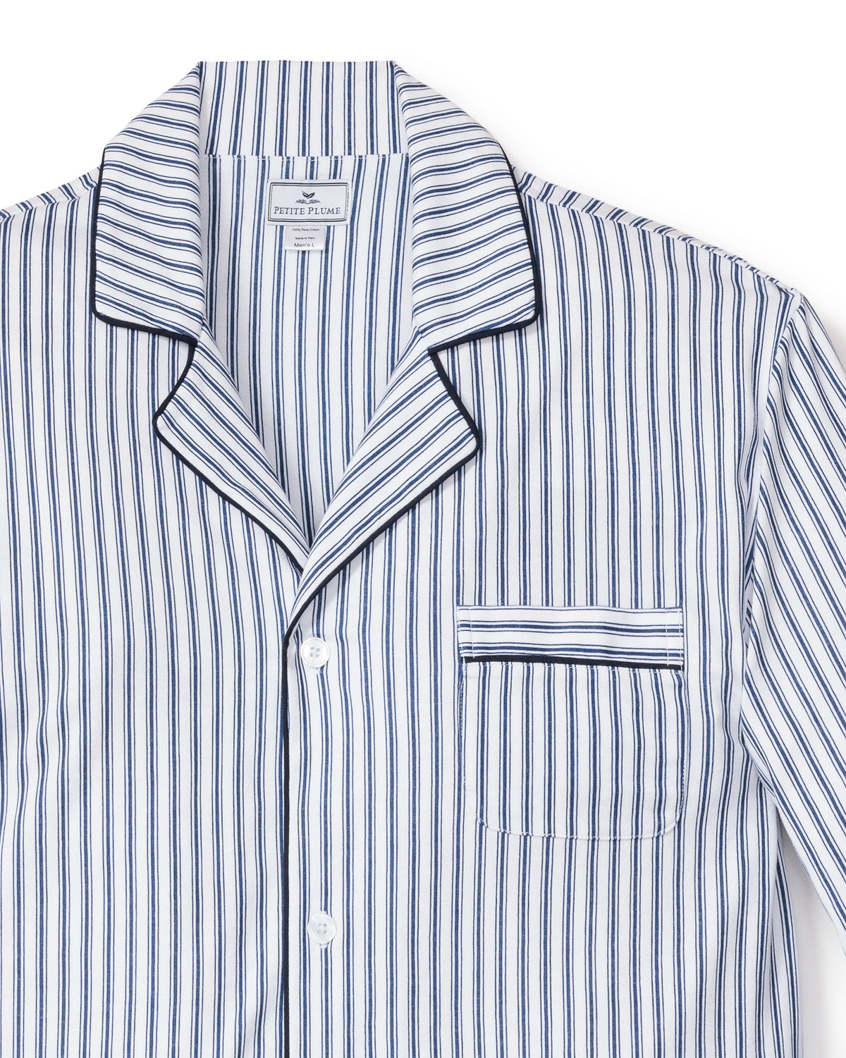 Men’s Pima Pajama Set in Navy French Ticking