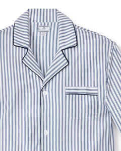 Men’s Pima Pajama Set in Navy French Ticking
