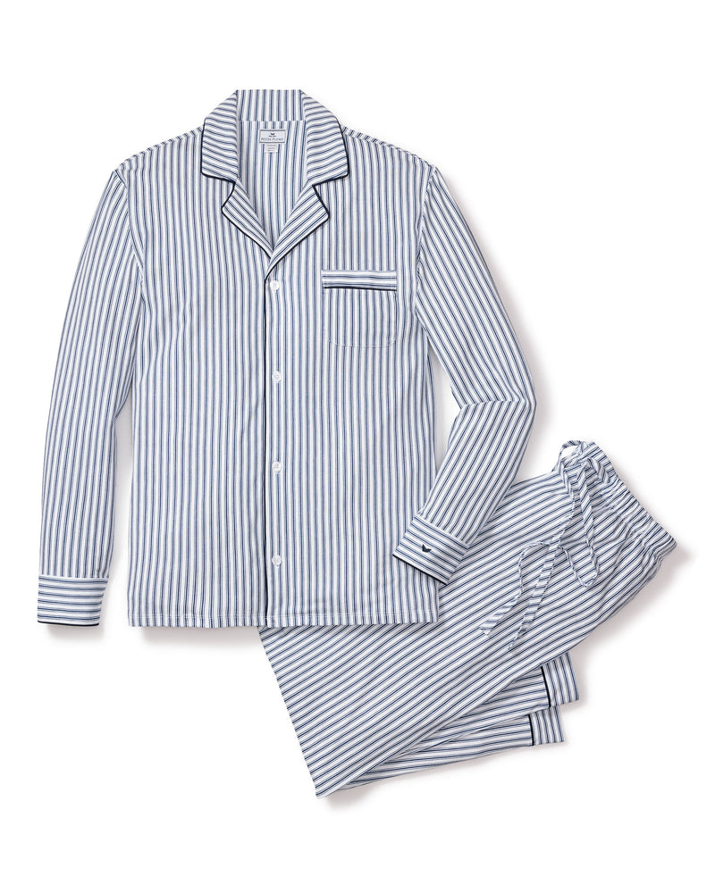 Men’s Pima Pajama Set in Navy French Ticking