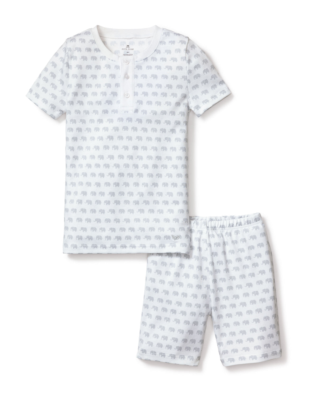 Kid’s Pima Snug Fit Pajama Short Set in Grey Elephants