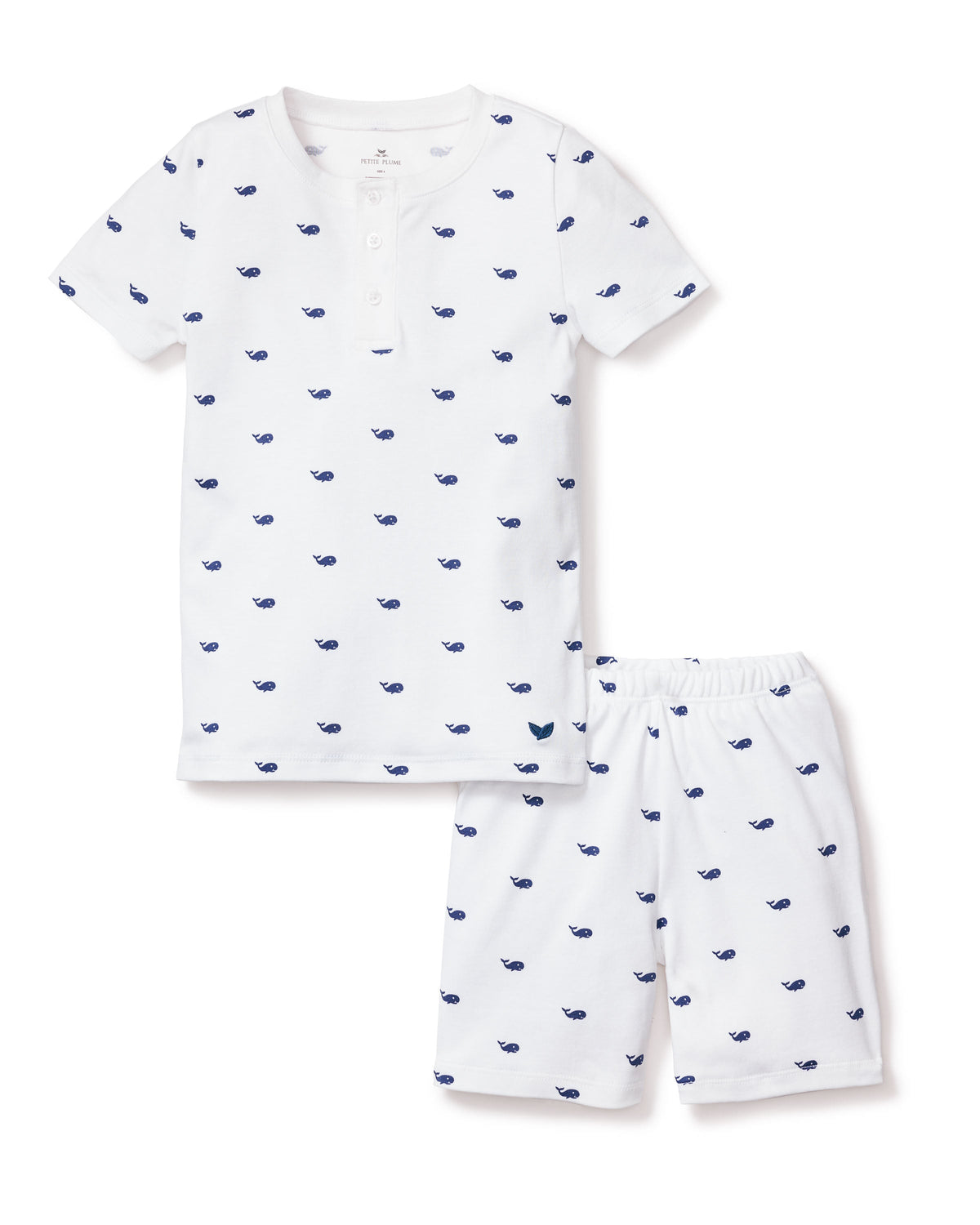 Kid's Pima Snug Fit Pajama Short Set in Whales