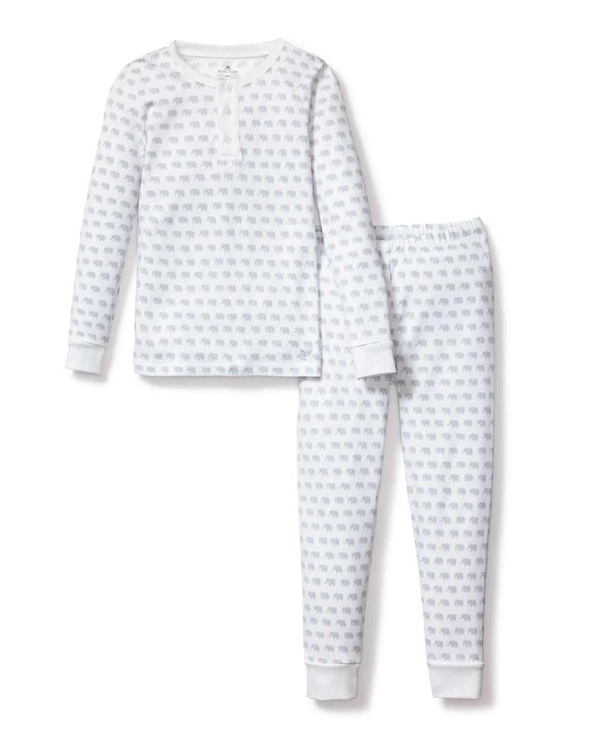 Kid’s Pima Snug Fit Pajama Set in Grey Elephants