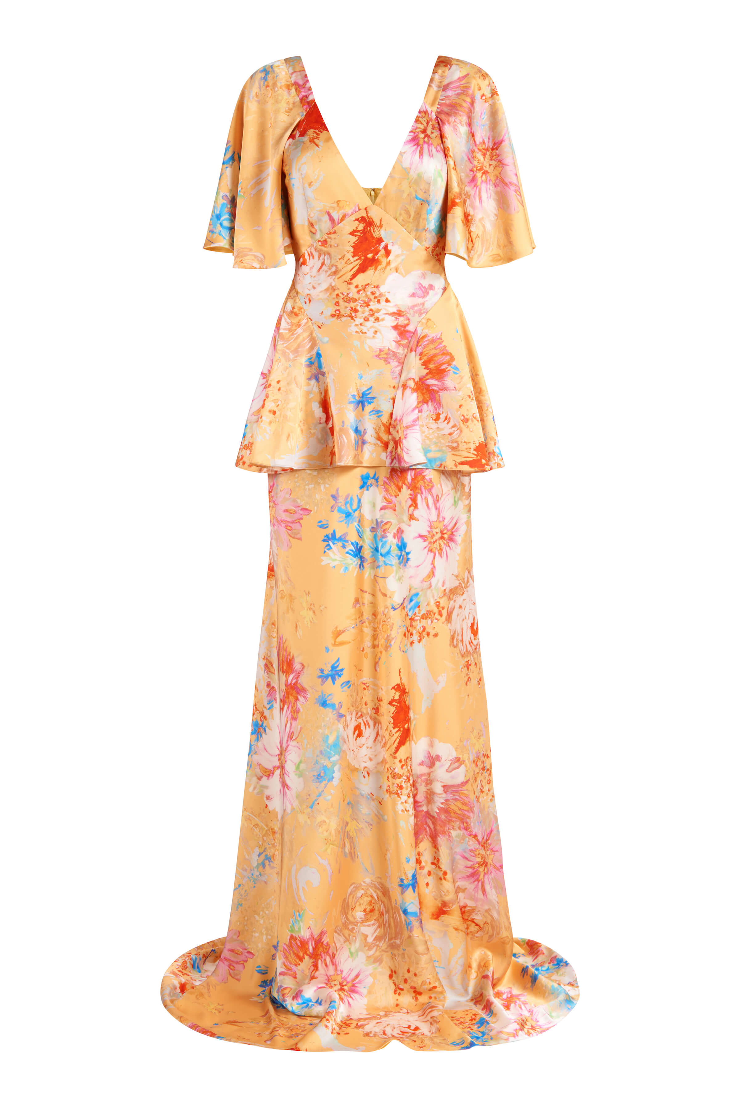 ★GANISONG★ Bridal Moon Smocking Dress_pale yellow Satin Bridal Ball Gown Moonlight Collection J6772