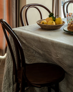 Rebecca Udall Classic Hemstitch Linen Tablecloth, Natural. Close Up