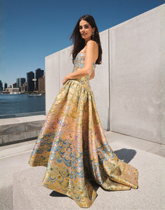 Nereida Dropwaist Gown in Gilded Marble