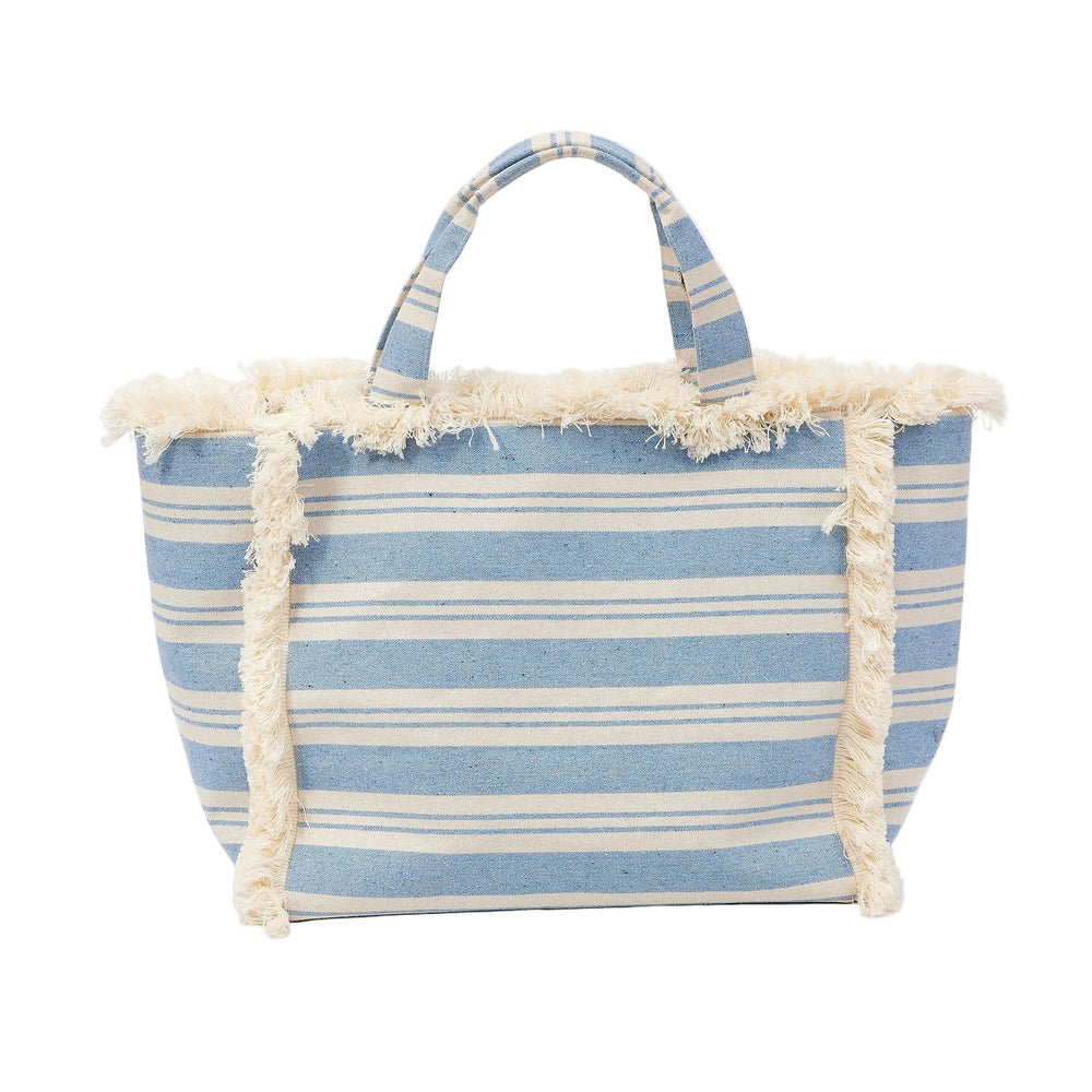 Striped Canvas Beachy Tote in Blue Stripe