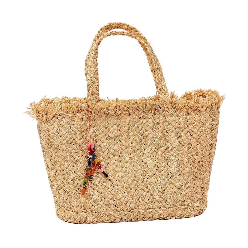 Talia Fringe Edge Tote in Natural